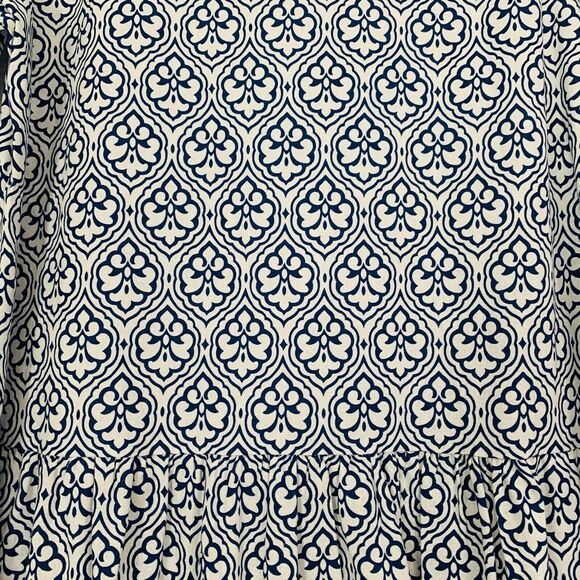Noracora Dress Women S White Blue Damask Maxi Tier Cotton Linen Cottage Boho NWT - Picture 10 of 12